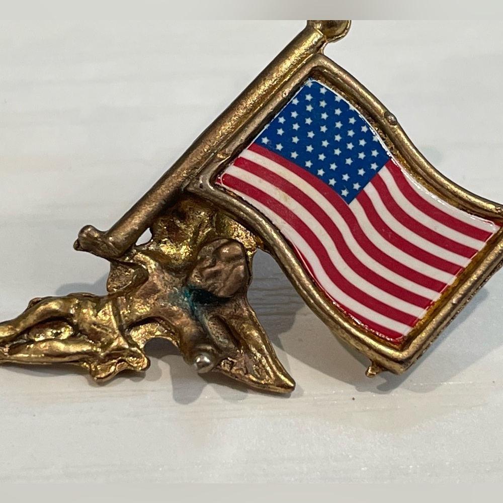 American flag cherub angel F.A. Fine USA
